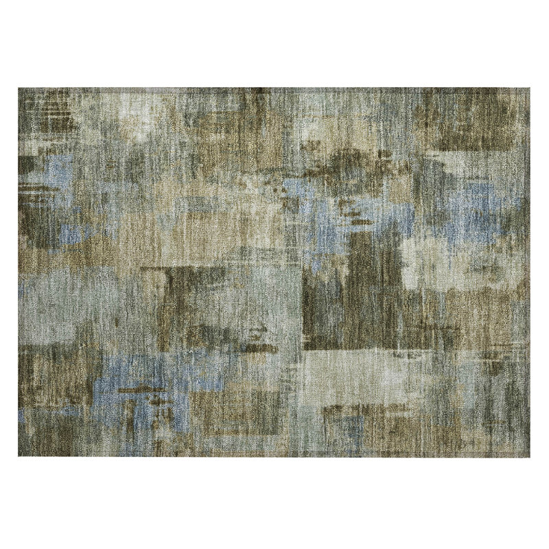 Tapis vert intérieur / extérieur lavable à la machine Xhevrie, Rectangle 1 pi 8 po x 2 pi 6 po