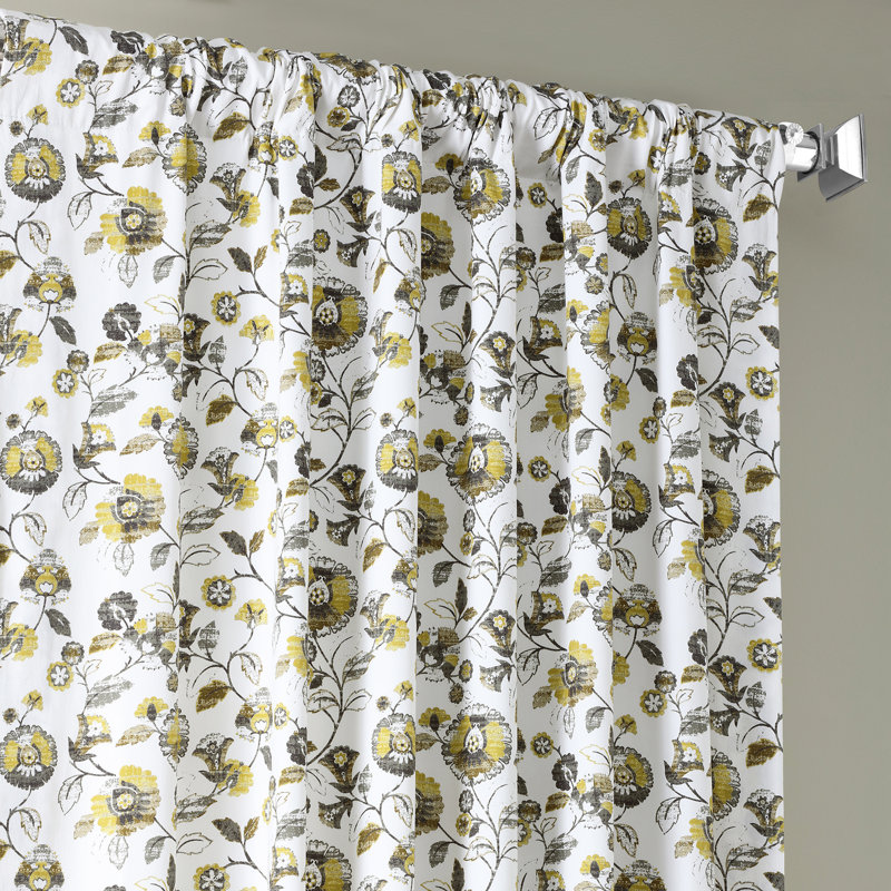 Printed Cotton Curtains for Bedroom - Room Darkening Curtains for Large Window Single Panel Drape, 50" W x 120" L