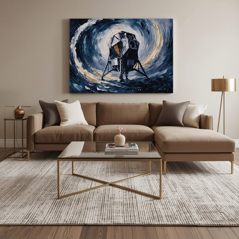 «Space Apollo programme commemoratives», art mural sur toile grise, H 12 po x l 18 po