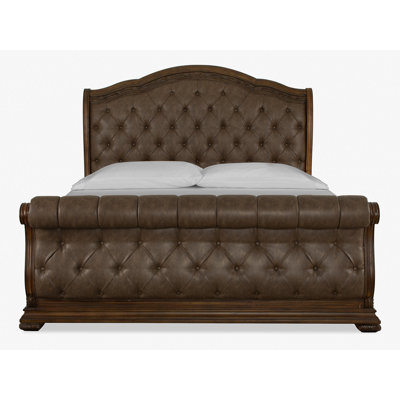 Darlane Vegan Leather Sleigh Bed