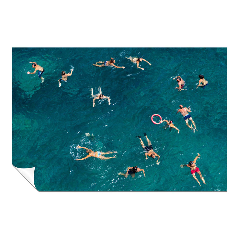 Summer Holiday Vacation Swimming On Beach Clear Water - No Frame Print, 20cm H x 31cm W