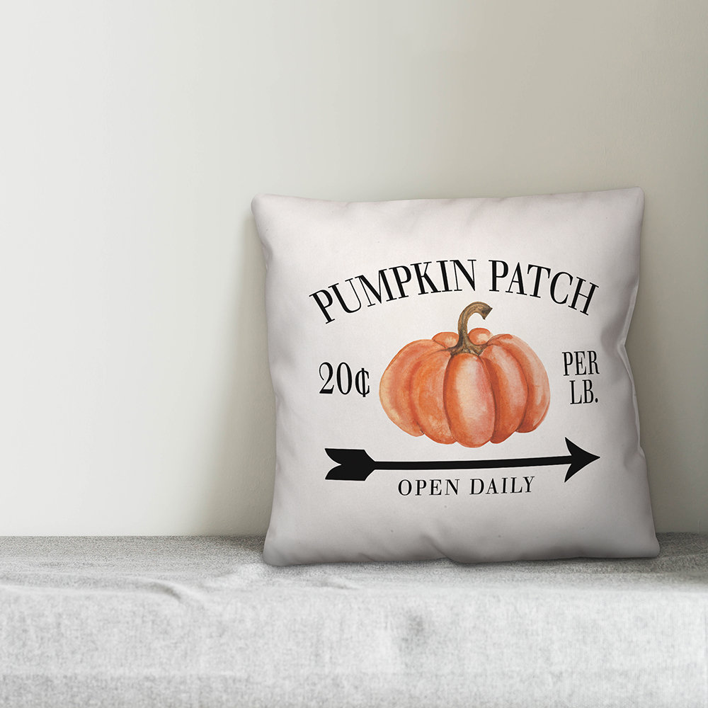 Designs Direct Creative Group Pumpkin Patch Open Daily Throw Pillow | Wayfair