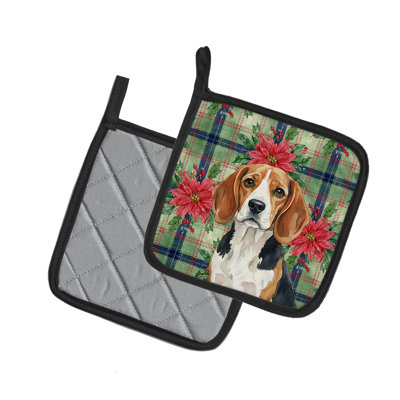 Paire de porte-casseroles Beagle Christmas Poinsettas