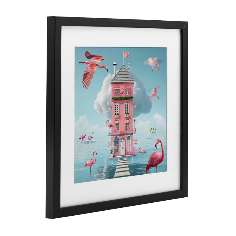 «Flamingo Hotel on Water», reproduction encadrée sous verre, design par Lori Lea Studios, H 13 po x l 13 po, Noir