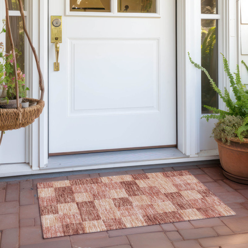 Paprika Synthetic Flat Woven Rectangular Washable Rug 20" x 30"