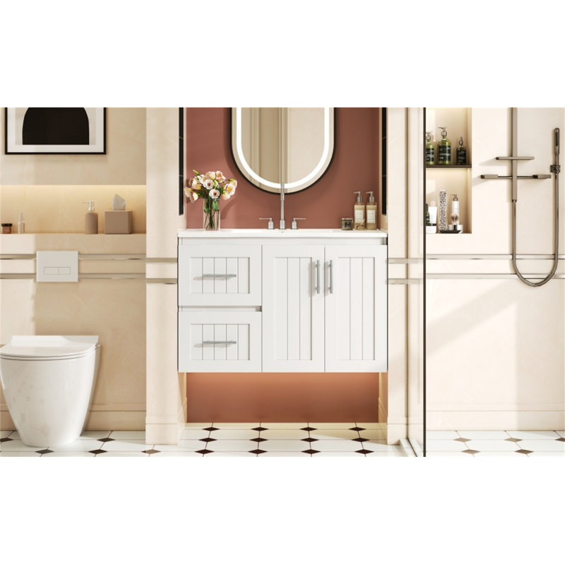 36'' Wall Mounted Bathroom Vanity, White