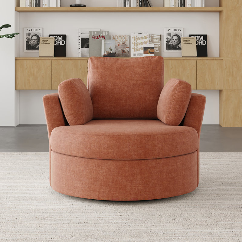 Fauteuil demi-tonneau pivotant l 42,1 po Berey, Polyester orange