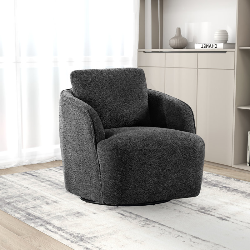 Fauteuil demi-tonneau pivotant de 30,3 po Jebril, Boucle gris anthracite