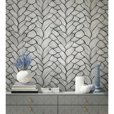 Black and White Braided Pattern Wallpaper