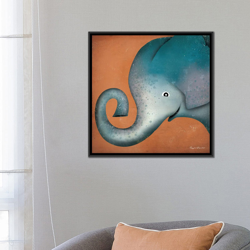 Mercato Elephant Wow, art encadré, Toile avec cadre noir, H 26 po x l 26 po x P 1,5 po