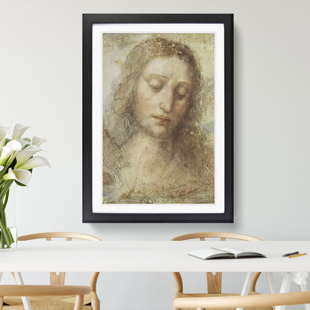 Head of Christ by Leonardo Da Vinci - Framed Print