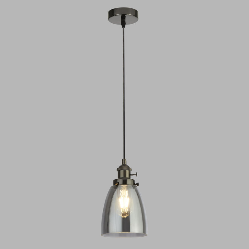 Arienne 1 - Light Bell Pendant, Black/Smoked Grey