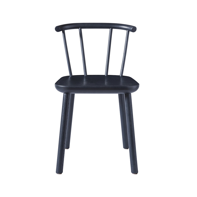 Studio Solid Wood Dining Chair, Black Blue