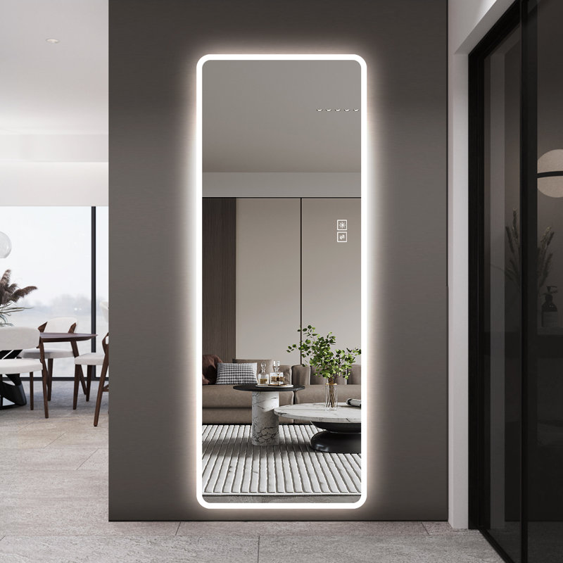 Led Backlit Full Body Mirror, Wall Mount Dressing Mirror, Adjustable Brightness, Horizontal/vertical Install, Dressing Room Living Room Decor
