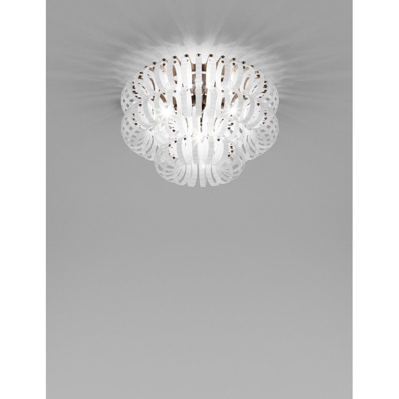 Ecos 3 - Light Flush Mount, White Striped, Matte Bronze