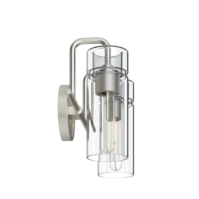 Applique murale 1 lumière Niccol 16 po avec verre transparent en nickel brossé Niccol