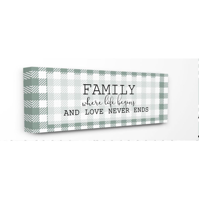 Impression sur toile "love never ends home family inspiration design", Toile tendue, H 10 po x l 24 po