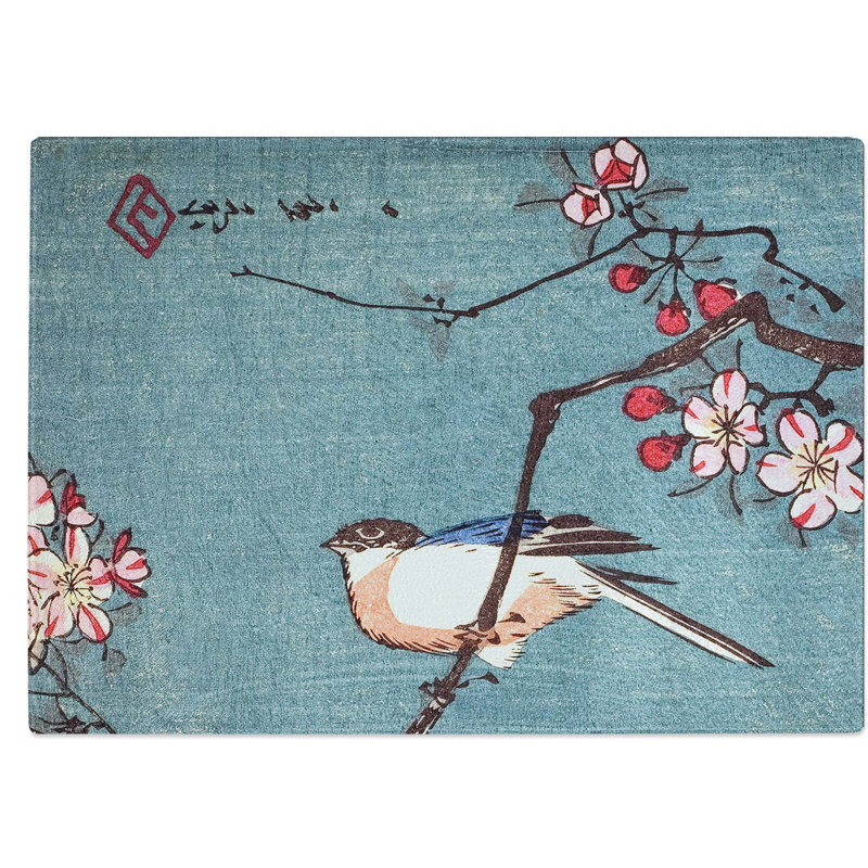 Tempered Glass Bullfinch Bird Chopping Board, 39 cm W x 28.5 cm L