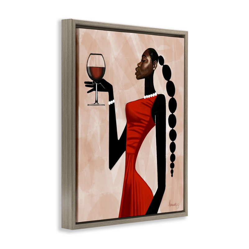 Cadre flottant Woman Toast Cheers, design par Manasseh Johnson Sr, Cadre flottant orme Montalcino, H 21 po x l 17 po