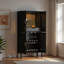Armoire à vin cannelée moderne avec présentoir en verre, porte-verres à pied, tiroir, tablettes réglables et éclairage à DEL intégré-106896371