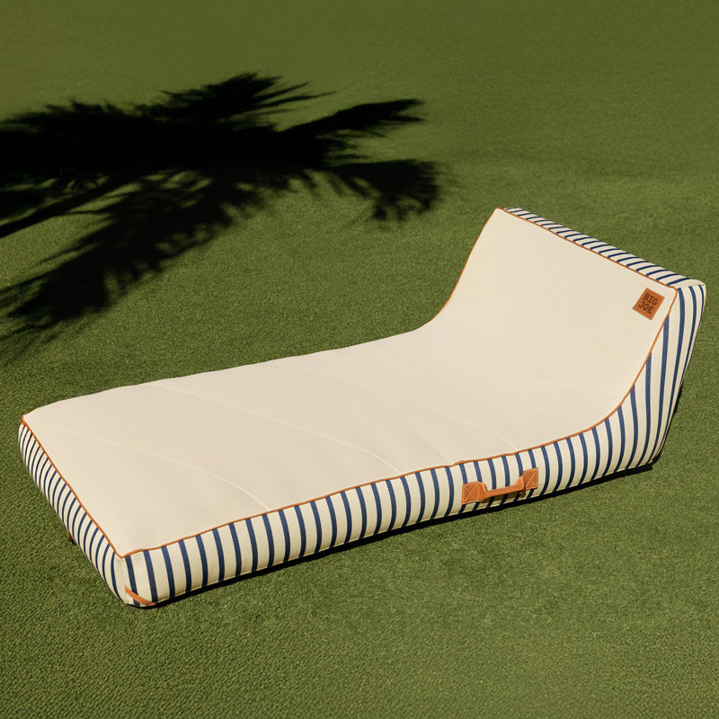 Big Joe Lux Chaise Premium Inflatable Pool Float, Cape Stripe, UV Protected, Navy/Ivory Cape Stripe, Single