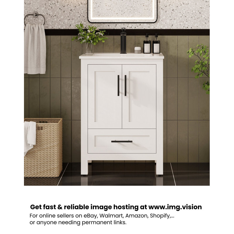 Meuble-lavabo autoportant simple 30 po Lumina, blanc