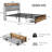 Metal Platform Bed Frame with Velvet Button-Tufted Headboard, 2 Storage Drawers, LED Light & USB Charging Port, Heavy Duty, Brown Wooden Panel, No Box Spring Needed-623376531