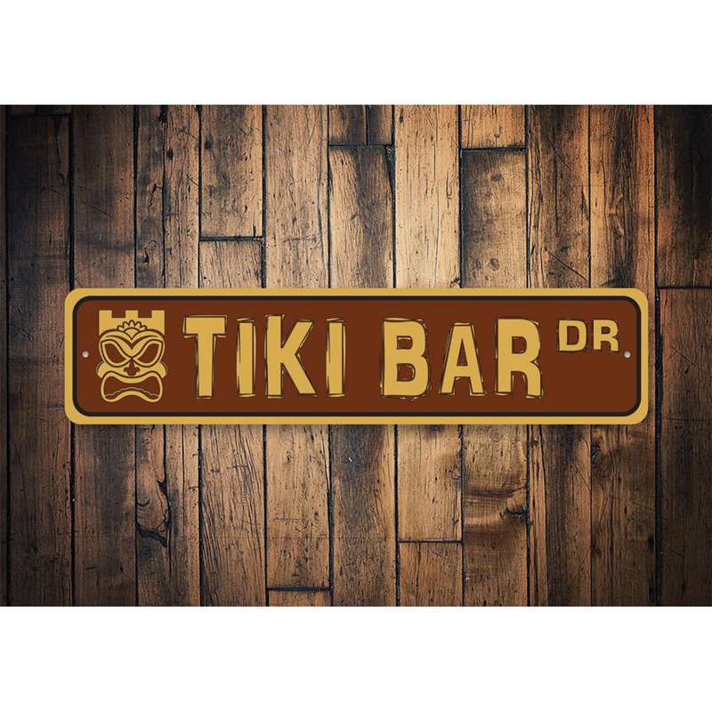Plaque de rue en aluminium Tiki Bar, H 6 po x l 24 po x P 0,06 po