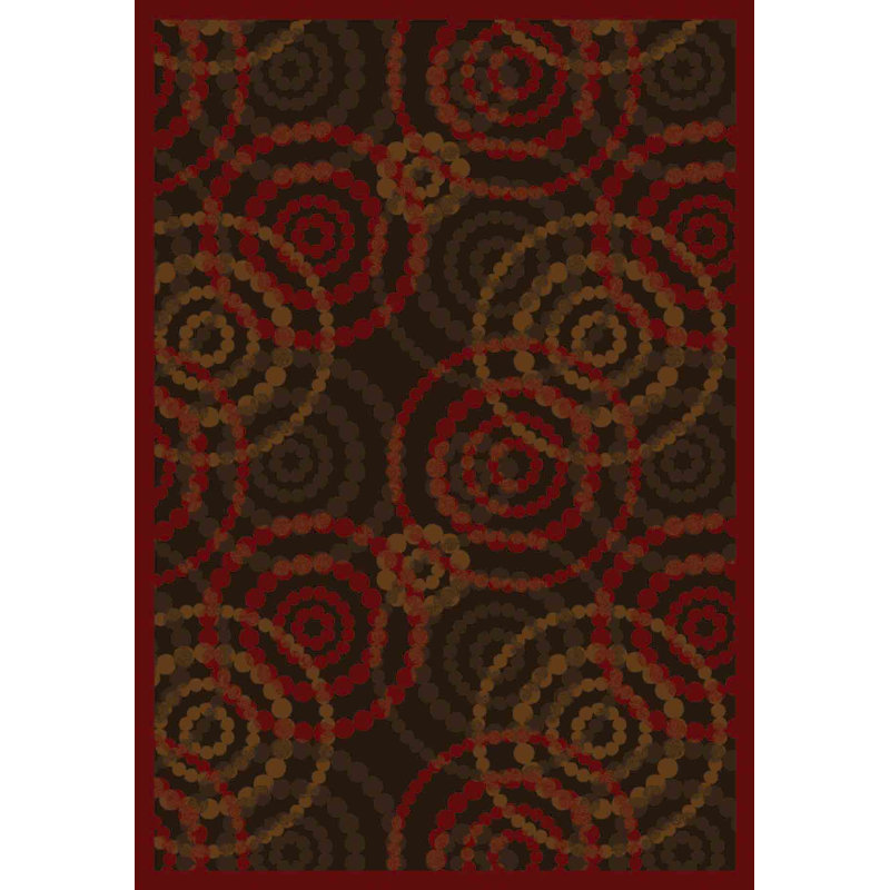 Tapis brun / rouge Whimsy Dottie, Rectangle 5 pi 4 po x 7 pi 8 po