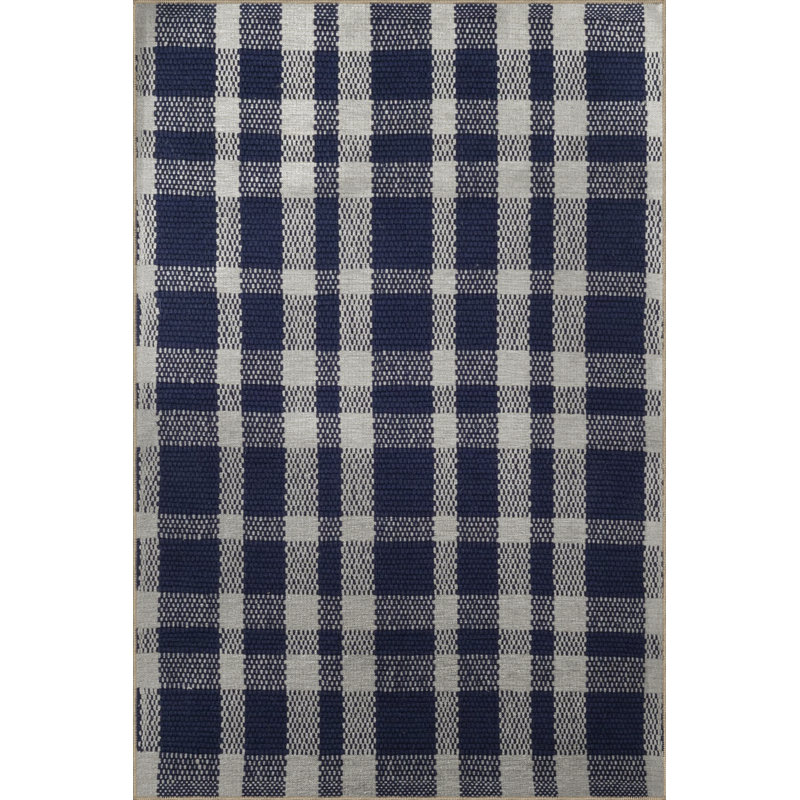 Tapis décoratif moderne à motif géométrique carré bleu-beige, Tapis de couloir 3 pi 3,37 po x 9 pi 10,11 po