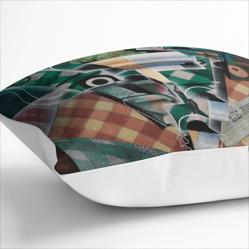 Abstract Square Cushion, 55cm H x 55cm W x 20cm D, White