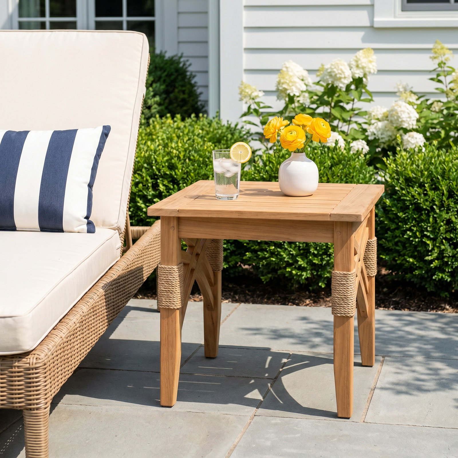 Cotesfield 22" Teak Patio Side Table