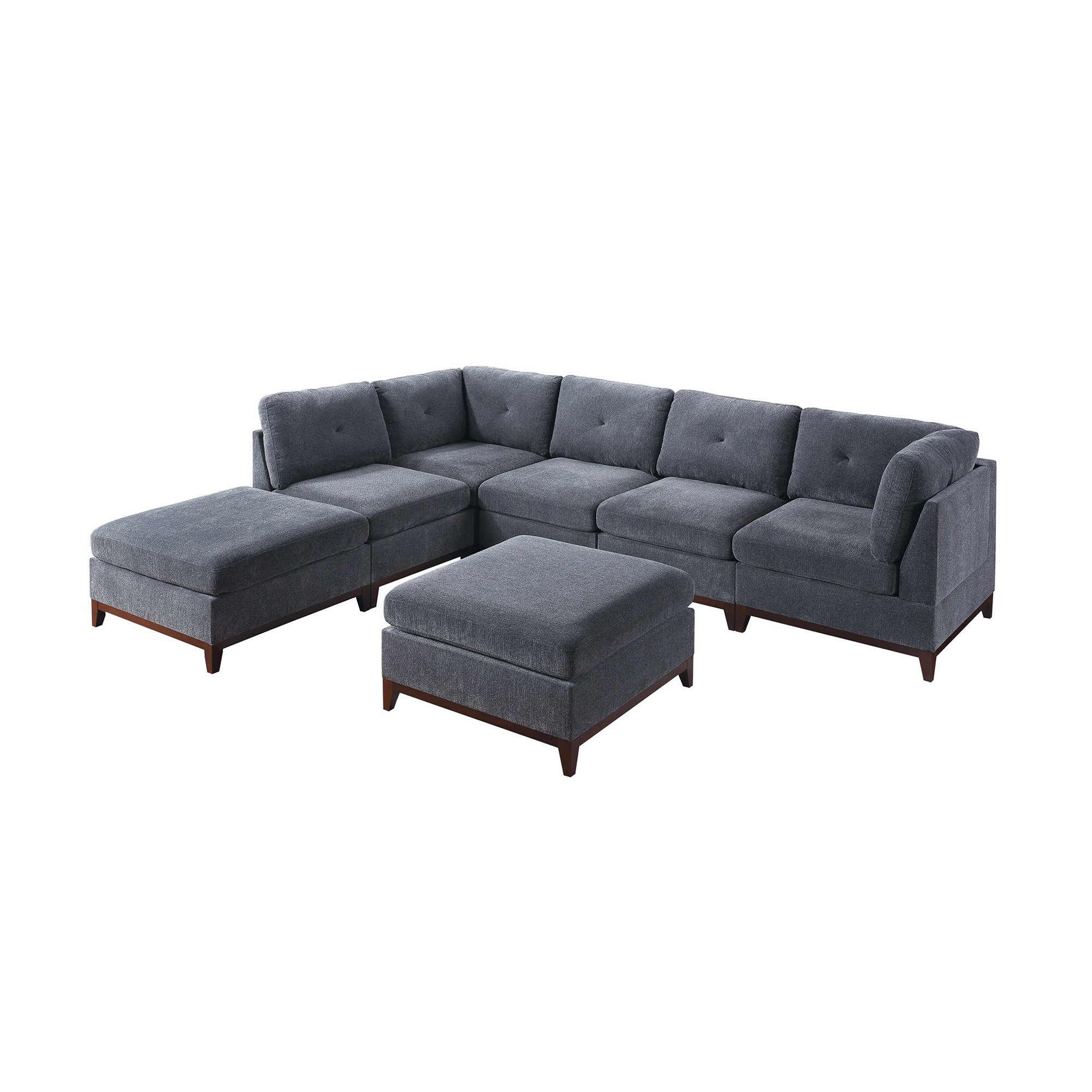 Hokku Designs Chenille Fabric Modular Sectional 7pc Set Living Room ...