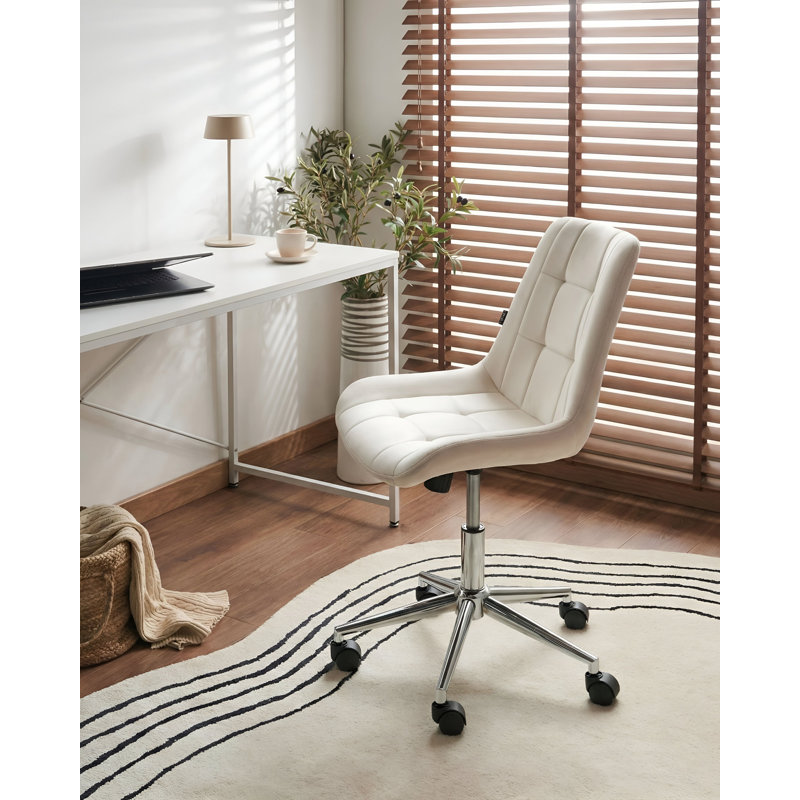 Velvet Office Chair, White
