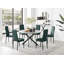 Tierra Modern Concrete Effect and Chrome Metal 6 Seat Dining Table Set - Luxury Velvet Dining Chairs-88388523-88388537