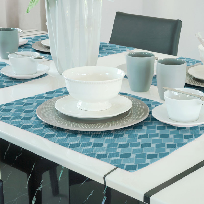 Napperon en coton 18 "Retro Diamonds, Bleu