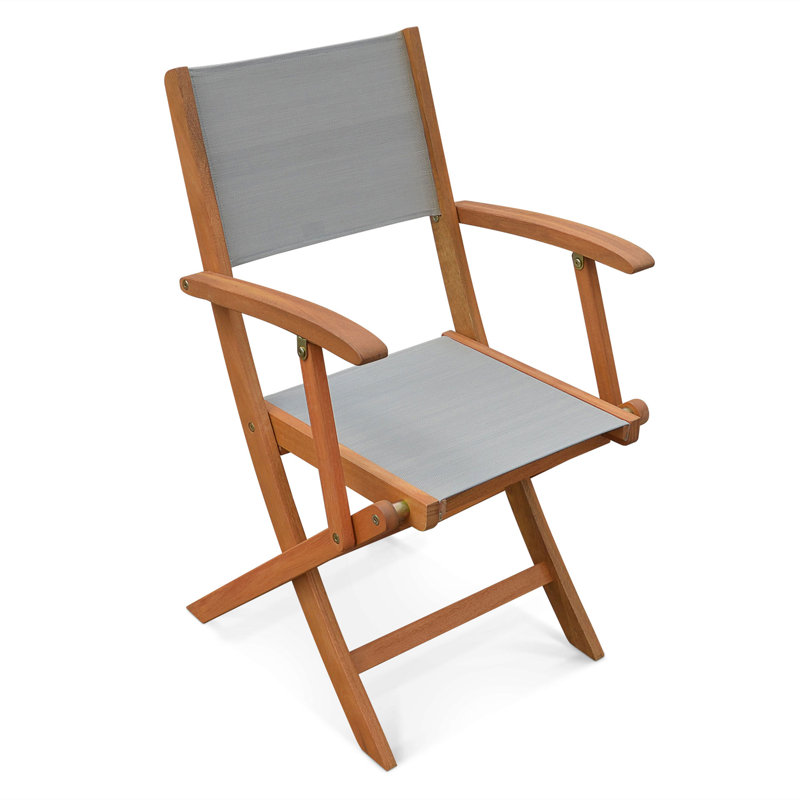 Avabelle Folding Patio Dining Armchair with Cushion, Grey