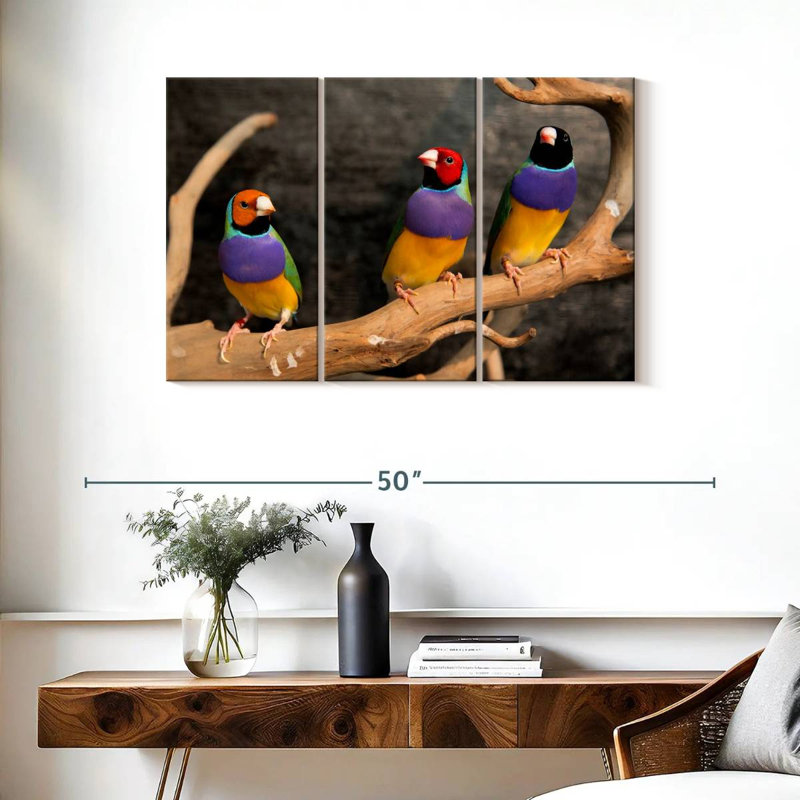 Brampt Rainbow Finches, 24" H x 38" W