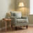 Vintage Floral Upholstered Armchair With Rolled Arms And Wooden Legs-783072494