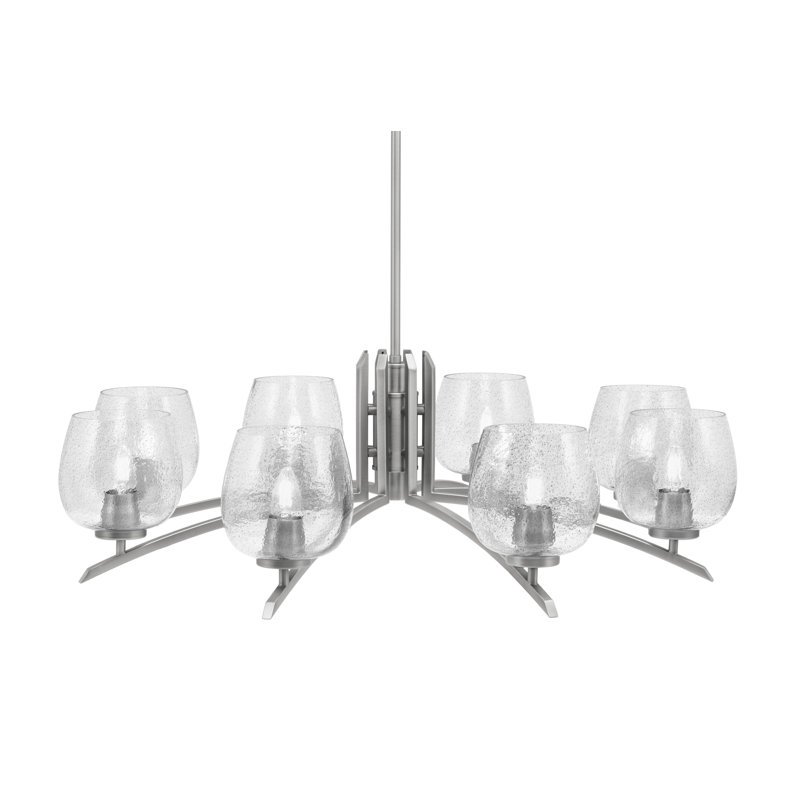 Lustre lumineux avec verre à bulles fumé 6 po, H 58,25 po x l 36 po x P 36 po, Graphite, 8