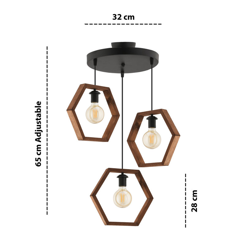 Lustre, Brun, Noir, Trois lumières