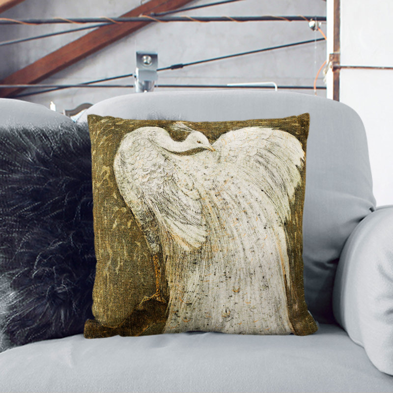 White Peacock Scatter Cushion, White, 55cm H x 55cm W x 20cm D