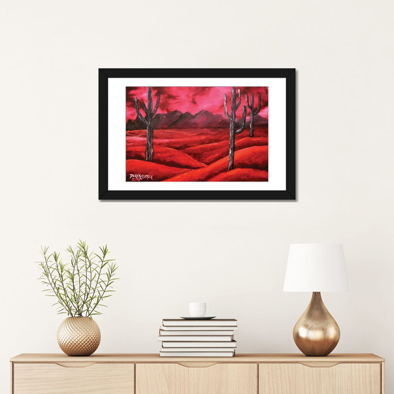 «Southwestern Desert», impression sur toile, H 16 po x l 24 po x P 1 po, Papier d'art encadré noir, Blanc