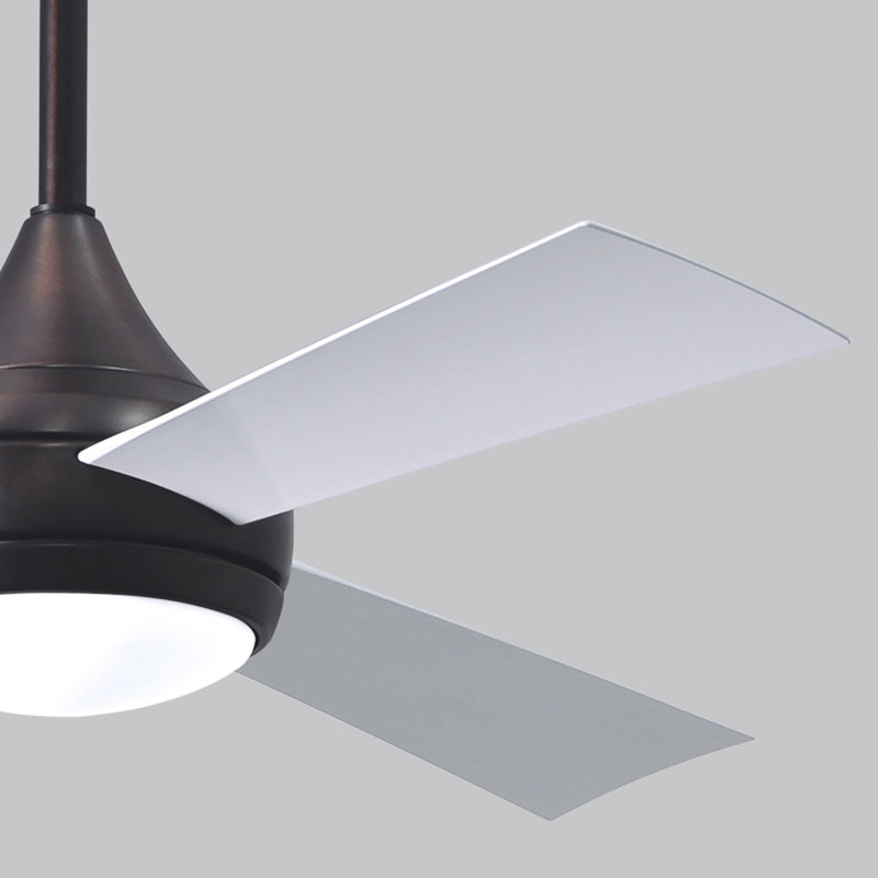 Donaire LED Outdoor Downrod Ceiling Fan, Brushed Bronze, Gloss White