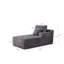 Chaise longue grise en peluche avec ressorts ensachés, aucun assemblage requis, design orienté vers la gauche pour le salon