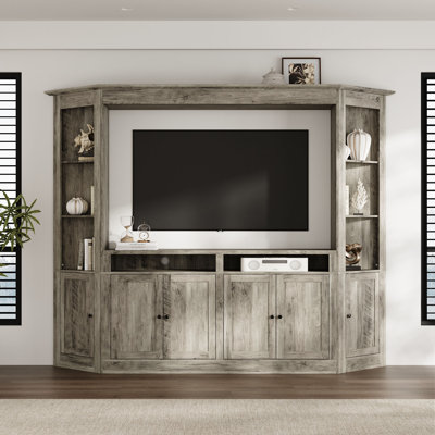 Vintage 4-Door Entertainment Center With Bookshelves For Tvs Up To 58"