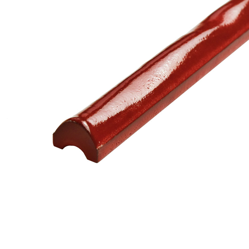 Antic Special 6" x 0.75" Glossy Ceramic Pencil Liner Tile Trim, Red