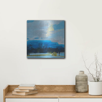 «Winter Trees» par Kathleen Robbins, art mural en métal, 12 po x 12 po
