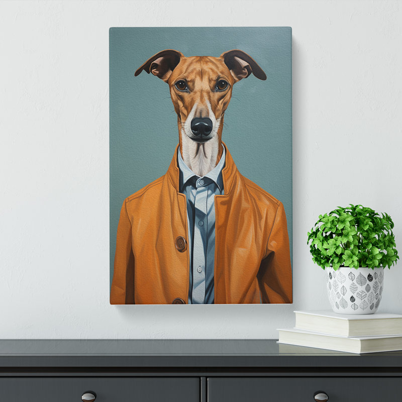 Whippet Minimalism Art - Wrapped Canvas, 60cm H x 40cm W x 3cm D