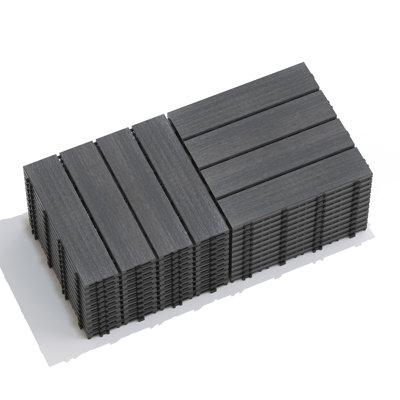 22-Pack WPC Composite Interlocking Patio Deck Tiles, Quick DIY Decking Floor Tiles, 3D Design for Indoor/Outdoor Use